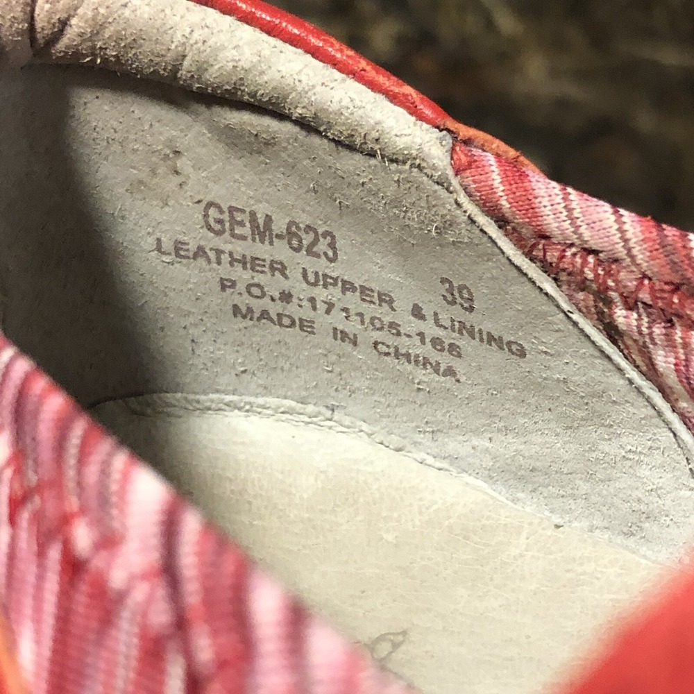 Alegria Gem 623 Red Pink Marled Leather Mary Jane Comfort Shoes Womens 39 - Picture 7 of 8